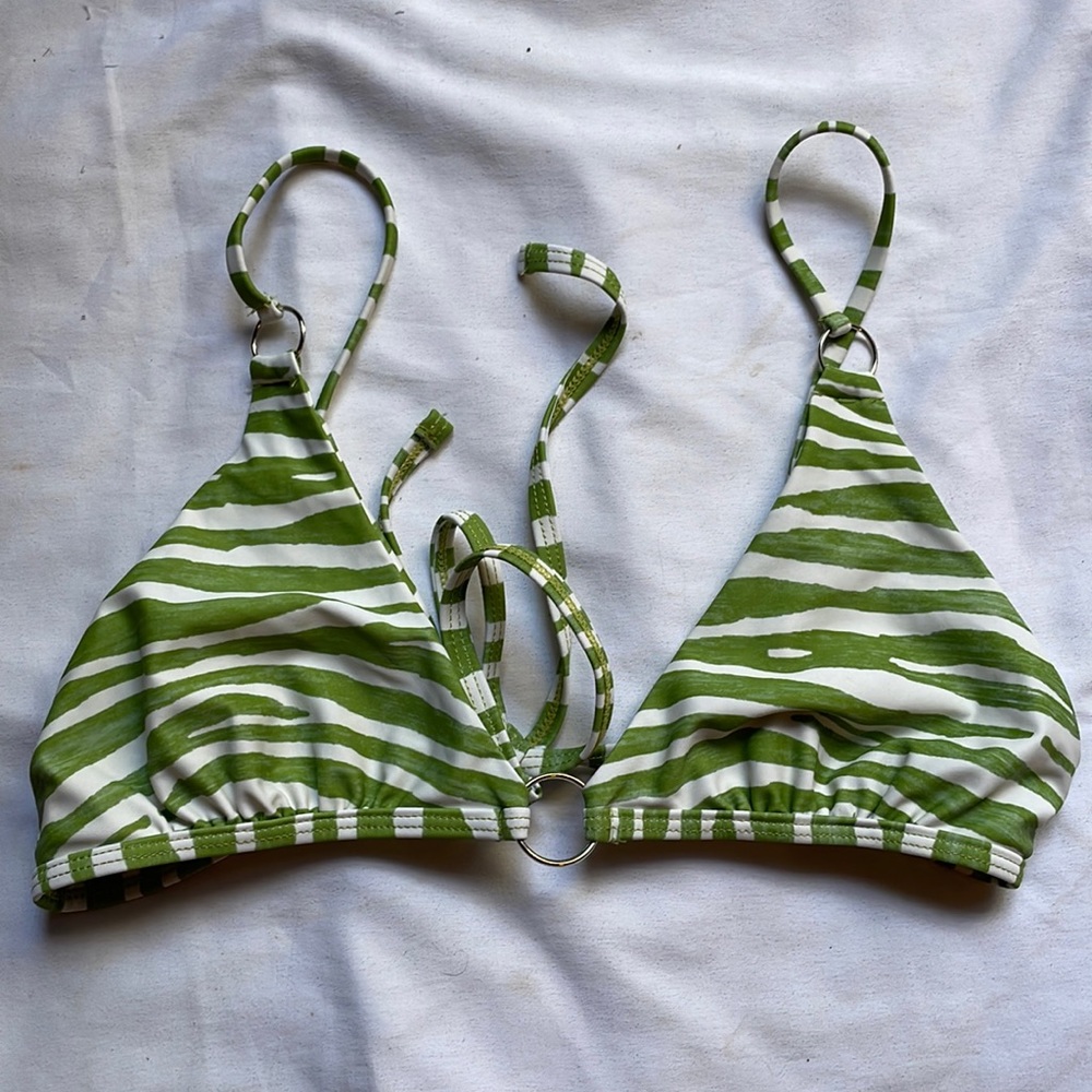 Green Zebra Print Bathing Suit Top